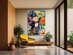 Pop Art Monopoly Man Fashion Unique Modern Painting Print Abstract Framed Canvas Wall Art Poster Print Homeoffice Room D
