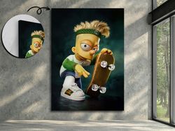 The Simpsons Canvas Wall Art, Bart Simpson Skateboard, Simpsons Wall Art, Simpsons Poster, Simpsons Wall Art, Simpsons C
