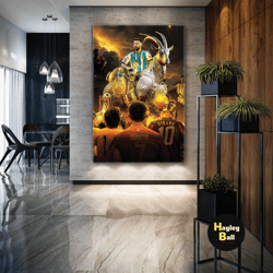 Lionel Messi Wall Art, Goat Canvas Art, Football Wall Art, Messi Wall Decor, Roll Up Canvas, Stretched Canvas Art, Frame