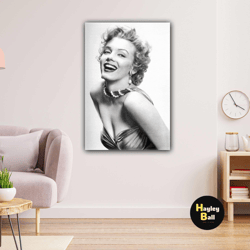 Marilyn Monroe Smile Black And White Woman Roll Up Canvas, Stretched Canvas Art, Framed Wall Art Painting