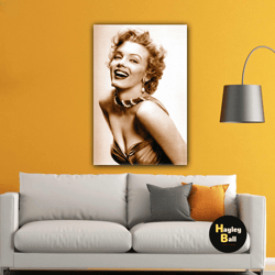 Marilyn Monroe Smile Sepia Effect Woman Roll Up Canvas, Stretched Canvas Art, Framed Wall Art Painting