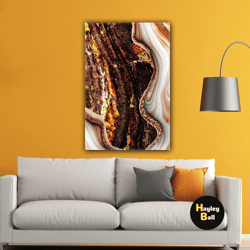 Modern With Gold Marble Effect Roll Up Canvas, Stretched Canvas Art, Framed Wall Art Painting