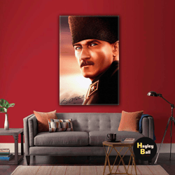 Mustafa Kemal Ataturk, Leader Wall Art, Turkiye Wall Decor, Roll Up Canvas, Stretched Canvas Art, Framed Wall Art Painti