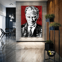 Mustafa Kemal Atatrk Roll-Up Canvas, Colorful Wall Art For Home, Office Wall Decor Print, Atatrk Wall Decoration,History