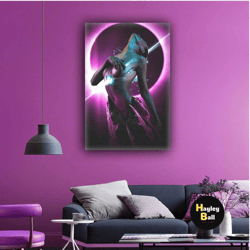 Neon Light Nude Women Party Music Roll Up Canvas, Stretched Canvas Art, Framed Wall Art Painting