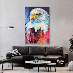 Noble Eagle Paint Splashes Charisma Bird Roll Up Canvas, Stretched Canvas Art, Framed Wall Art Painting
