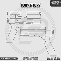 Glock17 gen5 Outline/Template For laser engraving and Marking Full Build Svg