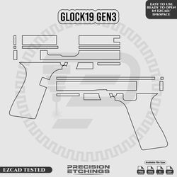 Glock19 gen3 Outline/Template For laser engraving and Marking Full Build Svg