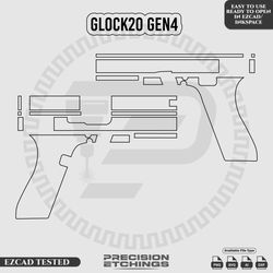 Glock20 gen4 Outline/Template For laser engraving and Marking Full Build Svg