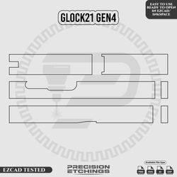 Glock21 gen4 Outline/Template For laser engraving and Marking Full Build Svg