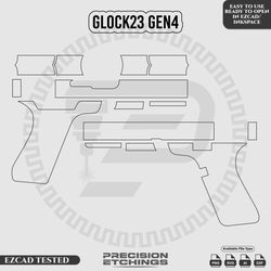 Glock23 gen4 Outline/Template For laser engraving and Marking Full Build Svg