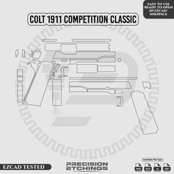 Colt 1911 Competition Classic Outline/Template For laser engraving and Marking Full Build Svg