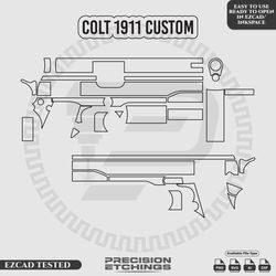 Colt 1911 Custom Outline/Template For laser engraving and Marking Full Build Svg