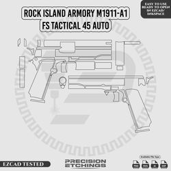 Rock Island Armory M1911-A1 Outline/Template For laser engraving and Marking Full Build Svg