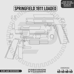 Springfield 1911 Loaded Outline/Template For laser engraving and Marking Full Build Svg