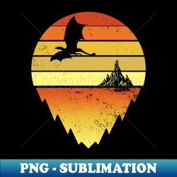 Retro sunset dragon for fantasy lover or rpg gamer vintage look - PNG Transparent Sublimation File