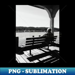 black and white photography loner ocean peace - instant png sublimation download