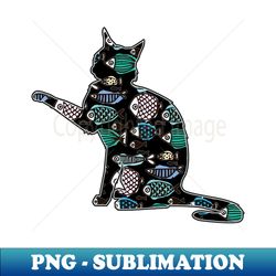 cat with fish pattern - png transparent sublimation file