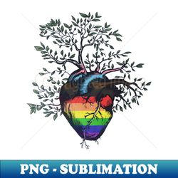 Progress Pride Rainbow Flag Heart Tree of Life - Premium PNG Sublimation File