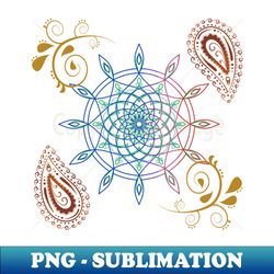 Dreamcatcher and paisley motif pattern mandala design illustrations - PNG Transparent Digital Download File for Sublimat