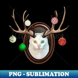 festive white catalope portrait with christmas ball ornaments - png sublimation digital download