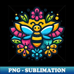 Flower Bee - Vintage Sublimation PNG Download