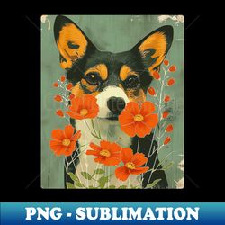 Welsh Corgi dog Flowers Photo Art Design For Dog Onwer 1 - Sublimation-Ready PNG File
