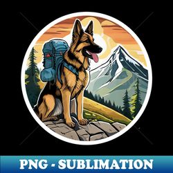 Vintage Retro Adventure Pup Mountain Trails with German Shepherd Dog - Stylish Sublimation Digital Download