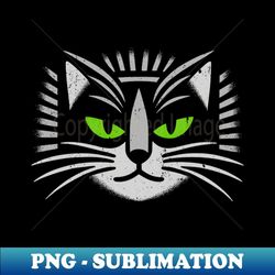 Feline Gaze Friendly Green Eyes with Love Cute funny Cat's Defiant Message - Sublimation-Ready PNG File