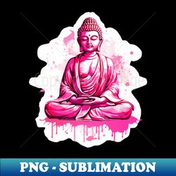 Pink Buddha Statue  Digital Art For Yoga Lovers  a round geometric - PNG Transparent Digital Download File for Sublimation - Vibrant and Eye-Catching Typography