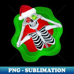 funny christmas skeleton santa hat ornaments - decorative sublimation png file - perfect for sublimation mastery