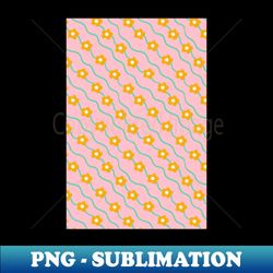 Wavy ditsy floral pattern in pink and mustard yellow - Aesthetic Sublimation Digital File - Perfect for Personalization