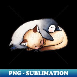 cute sleeping babies - penguin and cat love couple - stylish sublimation digital download - stunning sublimation graphics