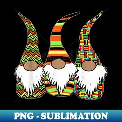 3 cute kwanzaa gnomes elves in colorful african patterns - instant png sublimation download - fashionable and fearless