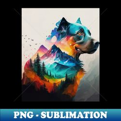 Watercolor Art  Illustration of Dog Mountain and Nature Harmony - PNG Sublimation Digital Download - Boost Your Success with this Inspirational PNG Download