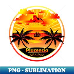 Placencia Beach Belize Palm Trees Sunset Summer - Retro PNG Sublimation Digital Download - Revolutionize Your Designs