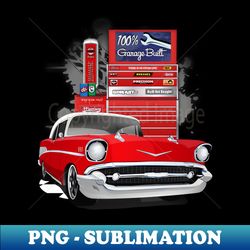 1957 Red and White Garage Built Chevy Bel Air - Exclusive PNG Sublimation Download - Unlock Vibrant Sublimation Designs
