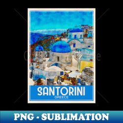 Travel Art Santorini Greece - Aesthetic Sublimation Digital File - Enhance Your Apparel with Stunning Detail
