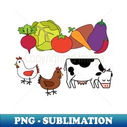 Farmer Vegetables Cow Chicken Farm - Signature Sublimation PNG File - Add a Festive Touch to Every Day