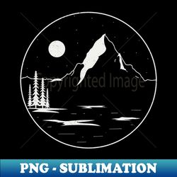 Night-sky Monochrome Mountain Illustration - Premium PNG Sublimation File - Defying the Norms