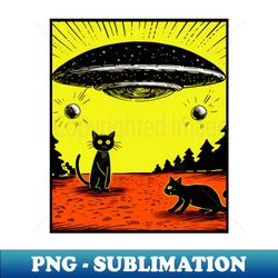 Black Cat and UFO Encounter - Creative Sublimation PNG Download - Unleash Your Inner Rebellion