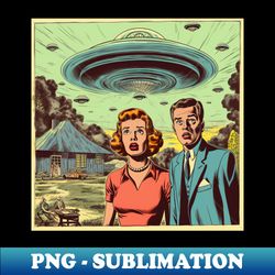 Vintage Comics UFO Invasion Scene - Exclusive Sublimation Digital File - Revolutionize Your Designs
