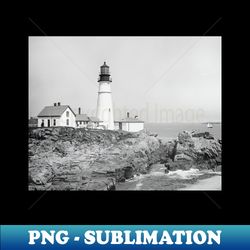 portland head light 1902 vintage photo - decorative sublimation png file - perfect for sublimation mastery