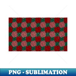 Floral checkerboard in Rose Red and Dark Teal - Premium Sublimation Digital Download - Bold & Eye-catching