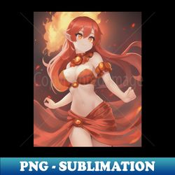 Cute Anime Elemental Fire Girl - Modern Sublimation PNG File - Capture Imagination with Every Detail
