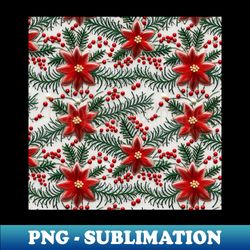 embroidery red and green pattern illustration - instant sublimation digital download - perfect for personalization
