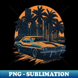 retro muscle car with city backdrop - creative sublimation png download - perfect for personalization