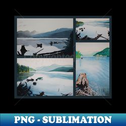 oakridge reservoir collage of watercolor paintings - Sublimation-Ready PNG File - Unleash Your Inner Rebellion