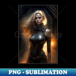 Fantasy Science Fiction Blonde woman - PNG Transparent Sublimation File - Bold & Eye-catching