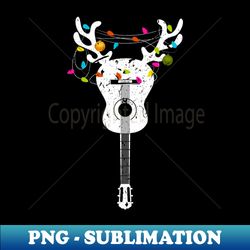 Xmas Guitarist Reindeer Christmas Acoustic Guitar - Instant PNG Sublimation Download - Perfect for Personalization
